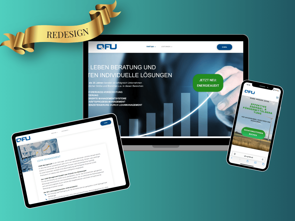 QFU Website Showcase vorher Nachher Website QFU GmbH